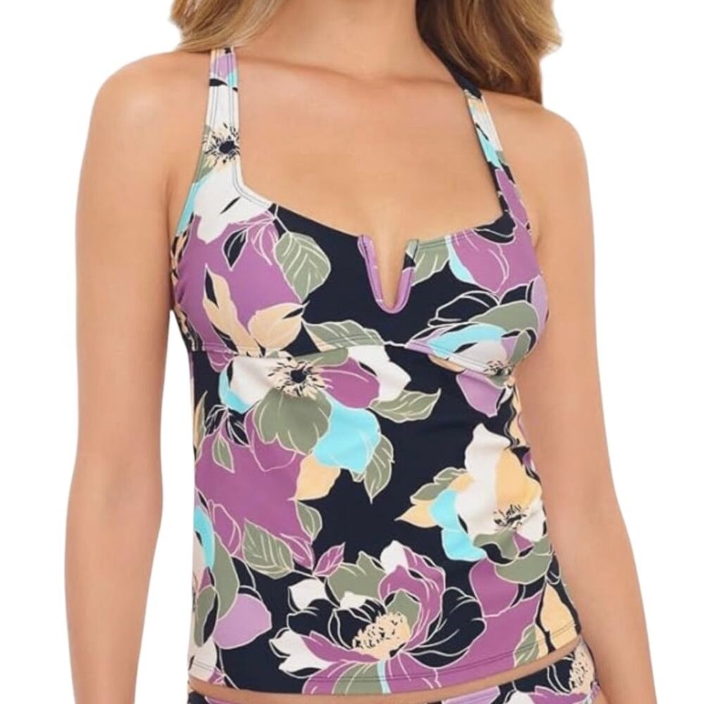 Salt + Cove Junior’s Midnight Bloom V Wire Tankini Swim Top Multi Size XS